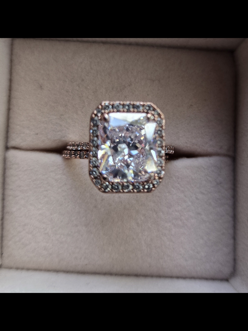 Rose Gold Halo Cushion-Cut Wedding Ring Set - Women Jewelry